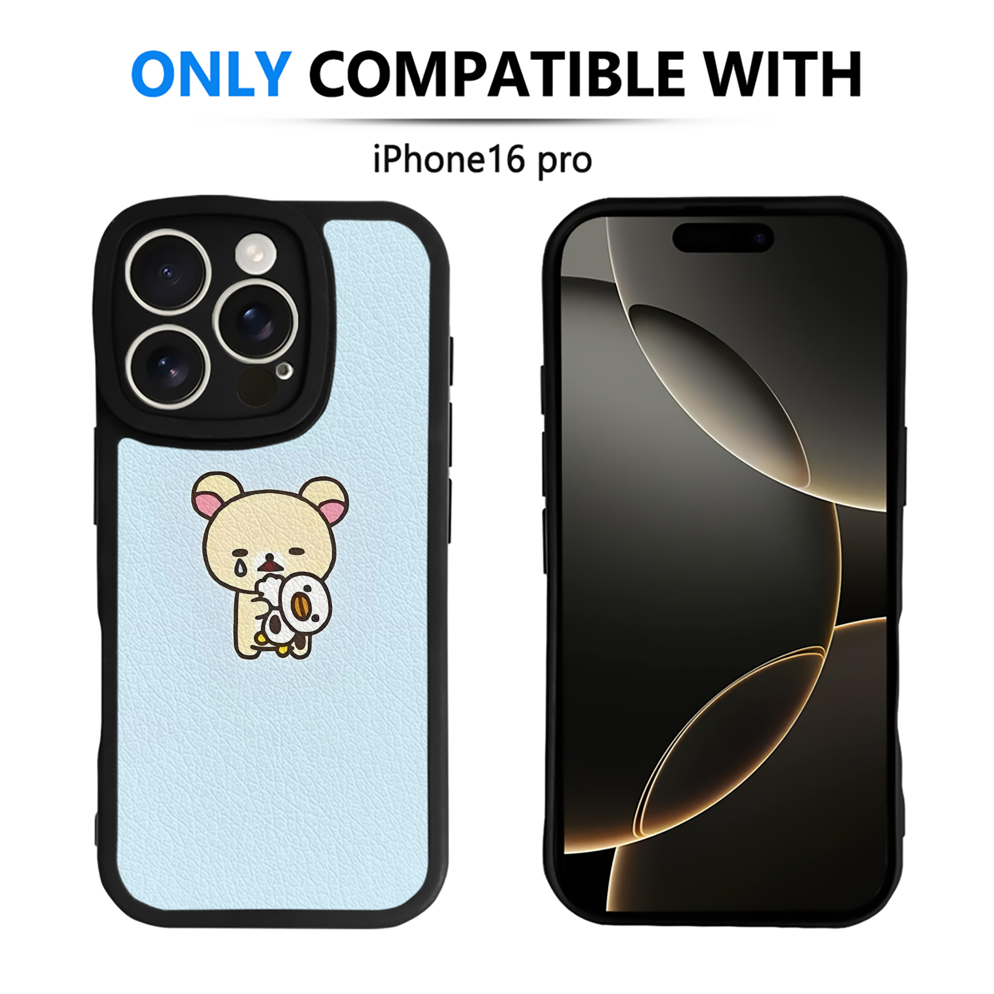 （画像用） リラックマ リラックマ キイロイトリ Rilakkuma Korilakkuma Kiiroitori 【iPhone 16シリーズ対応】シリコンスマホケース（レザー調） 材質：シリコン